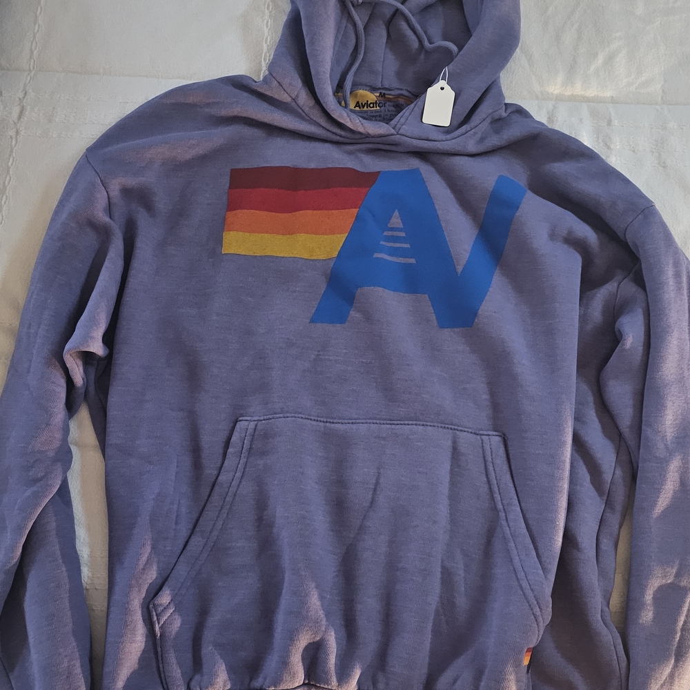 Aviator Nation Purple Hoodie with Blue and Red Accents